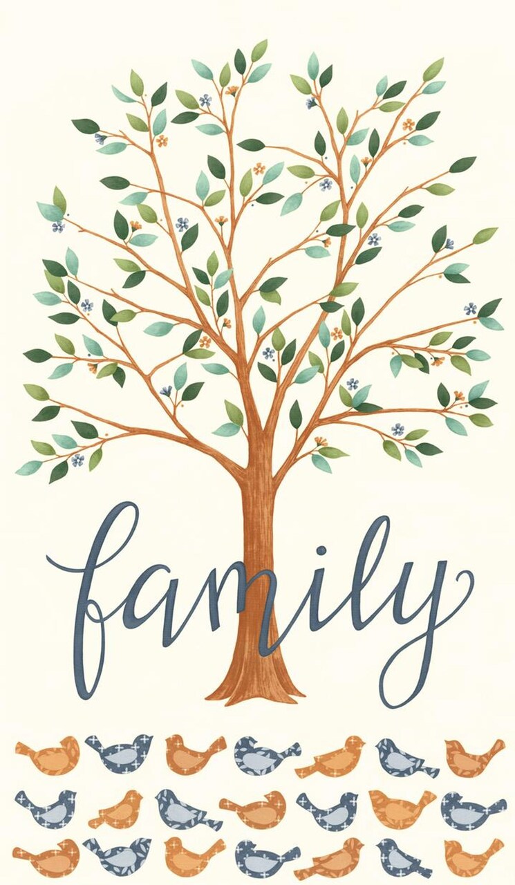 Family Tree Panel 24" x 44" Panels Family Tree Warm White 56166 11 by Deb Strain from Moda by the panel
